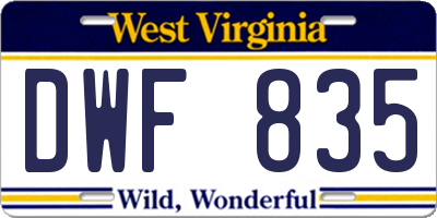 WV license plate DWF835