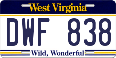 WV license plate DWF838