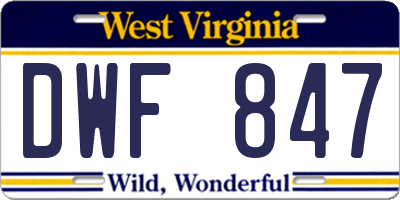 WV license plate DWF847