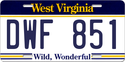 WV license plate DWF851