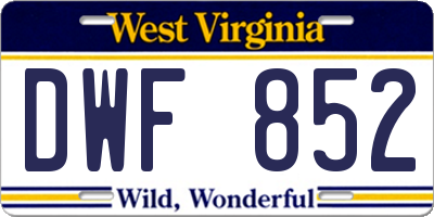 WV license plate DWF852