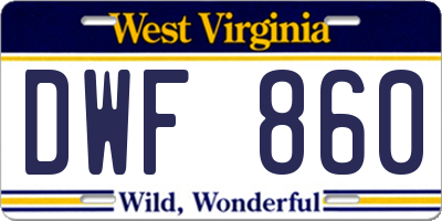 WV license plate DWF860