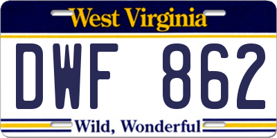 WV license plate DWF862