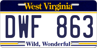 WV license plate DWF863