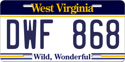 WV license plate DWF868