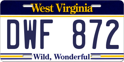 WV license plate DWF872