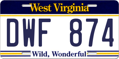 WV license plate DWF874