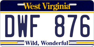 WV license plate DWF876