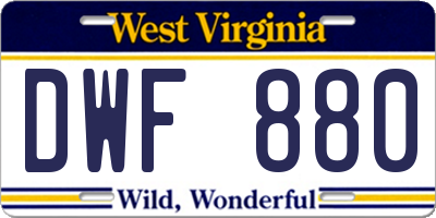 WV license plate DWF880