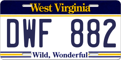 WV license plate DWF882