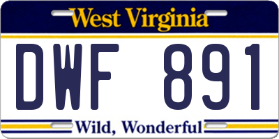 WV license plate DWF891