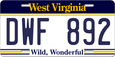 WV license plate DWF892