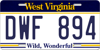 WV license plate DWF894