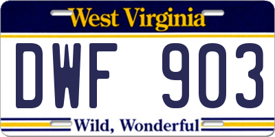 WV license plate DWF903