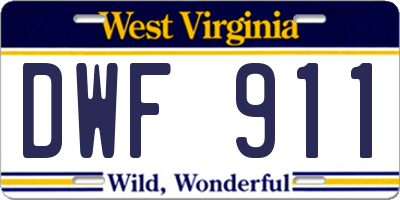 WV license plate DWF911