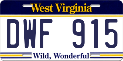 WV license plate DWF915