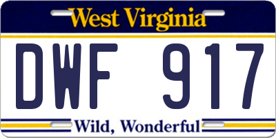 WV license plate DWF917