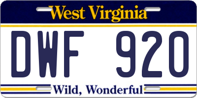 WV license plate DWF920