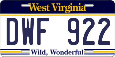 WV license plate DWF922