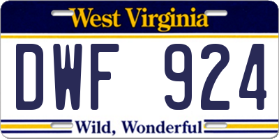WV license plate DWF924