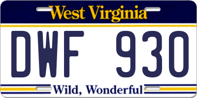 WV license plate DWF930