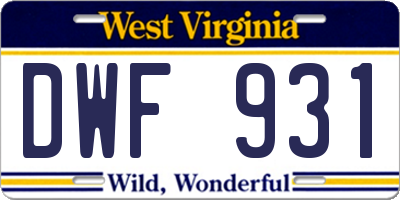 WV license plate DWF931