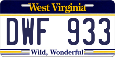 WV license plate DWF933