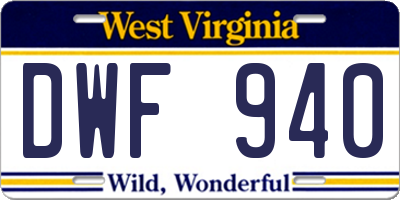 WV license plate DWF940