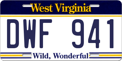 WV license plate DWF941
