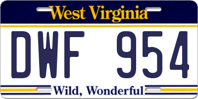 WV license plate DWF954