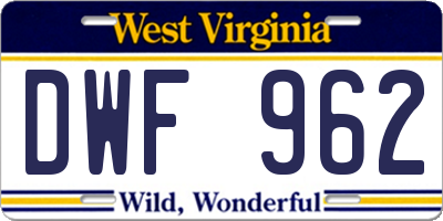 WV license plate DWF962