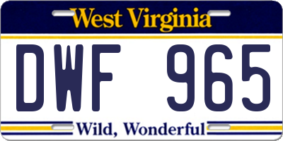 WV license plate DWF965
