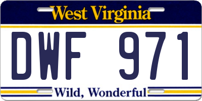 WV license plate DWF971