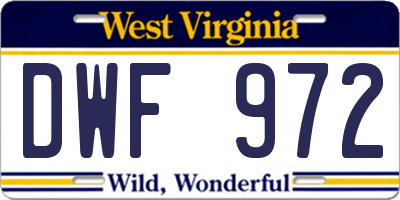 WV license plate DWF972