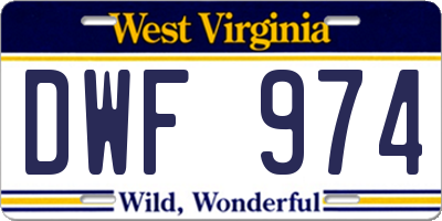 WV license plate DWF974