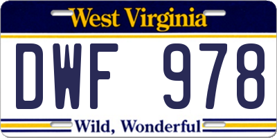 WV license plate DWF978