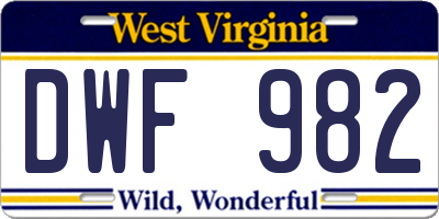 WV license plate DWF982