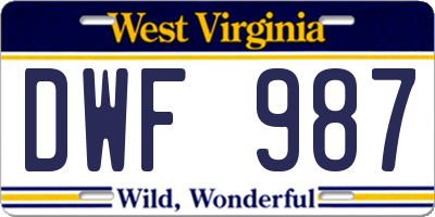 WV license plate DWF987
