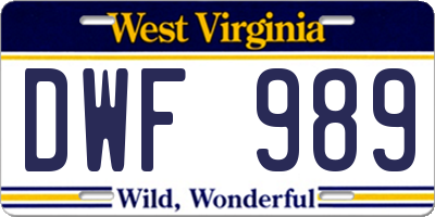 WV license plate DWF989