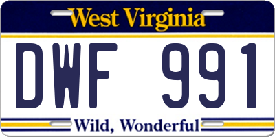 WV license plate DWF991