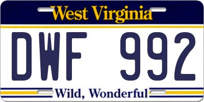 WV license plate DWF992