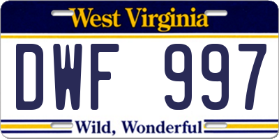 WV license plate DWF997