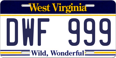 WV license plate DWF999
