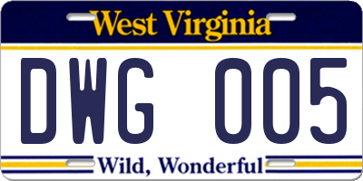 WV license plate DWG005