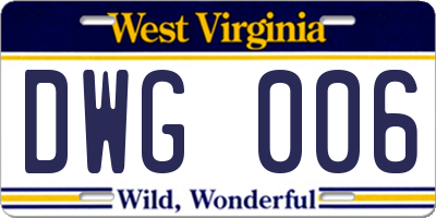 WV license plate DWG006