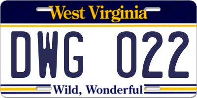 WV license plate DWG022