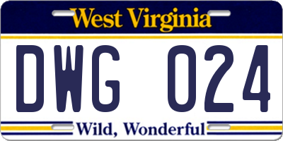 WV license plate DWG024