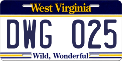 WV license plate DWG025