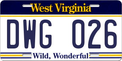 WV license plate DWG026