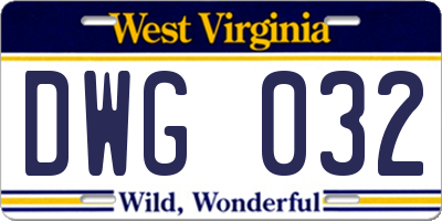 WV license plate DWG032